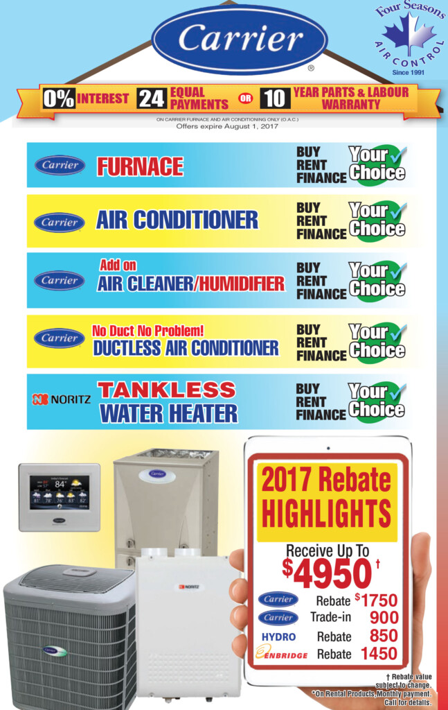 2017 Rebates Carrier Four Seasons Air Control