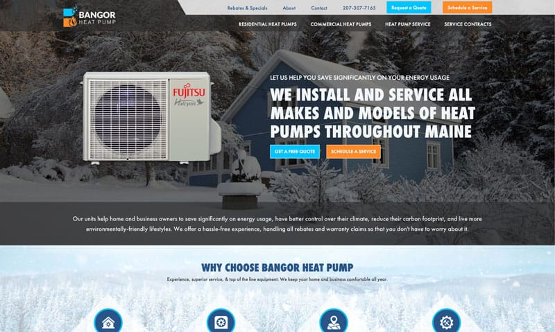 Bangor Heat Pump Links Web Design Portfolio Bangor Maine