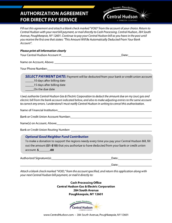 Fill Free Fillable Central Hudson PDF Forms