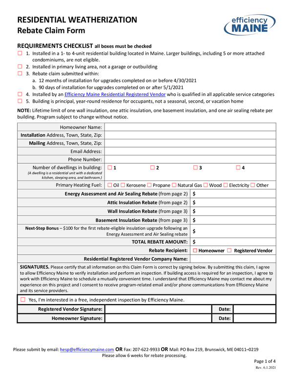 Fill Free Fillable Efficiency Maine PDF Forms