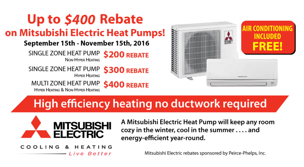 Rebates On Mitsubishi Air Conditioning Ductless Duct free Mini split 