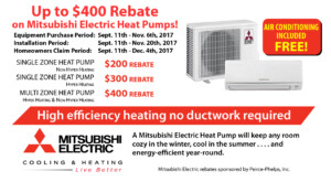 Rebates On Mitsubishi Air Conditioning Ductless Duct free Mini split