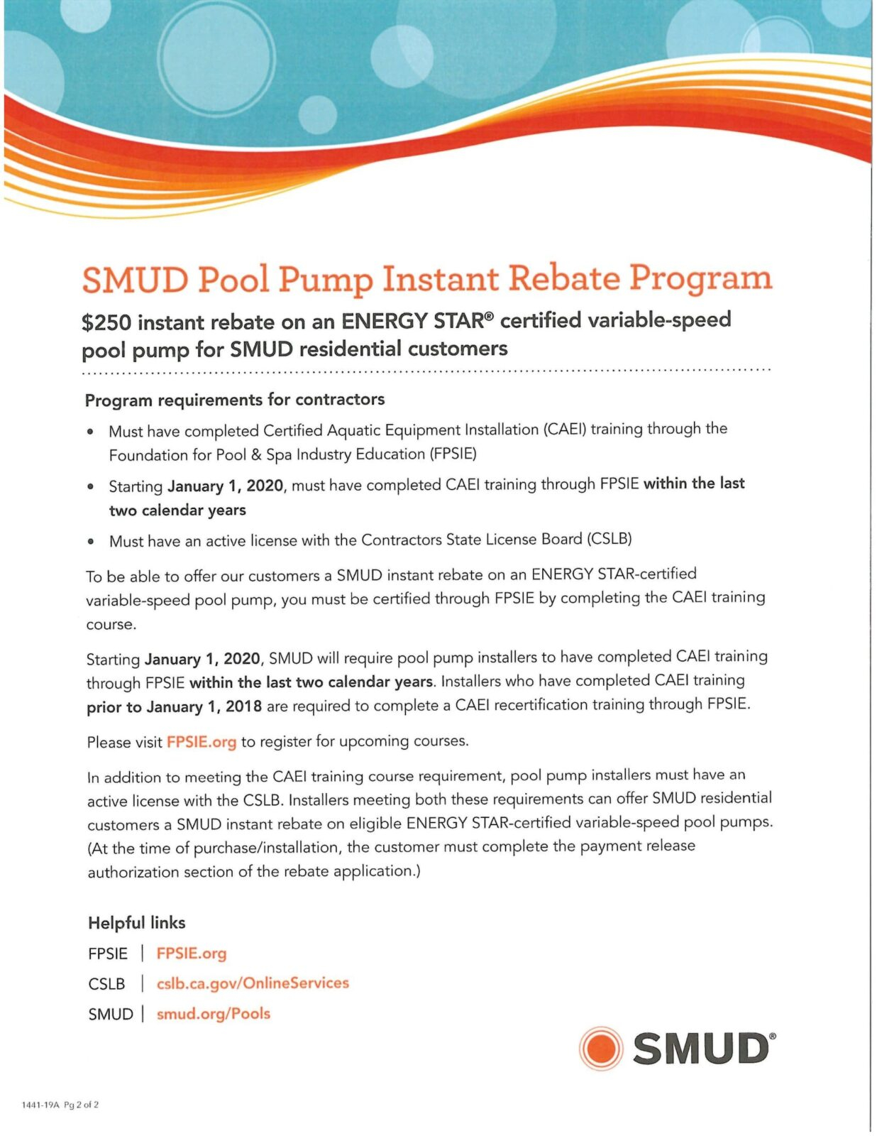 SMUD Updates Contractor Rebate Program Qualifications Mike The Poolman