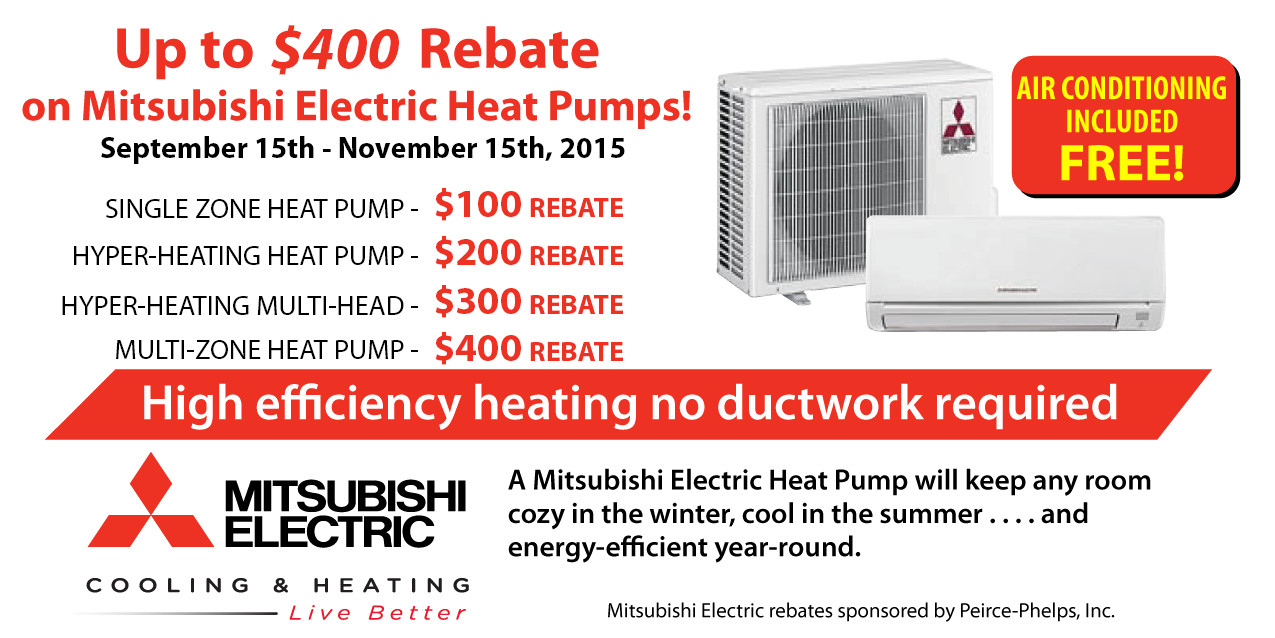 Rebates On Mitsubishi Air Conditioning Ductless Duct free Mini split